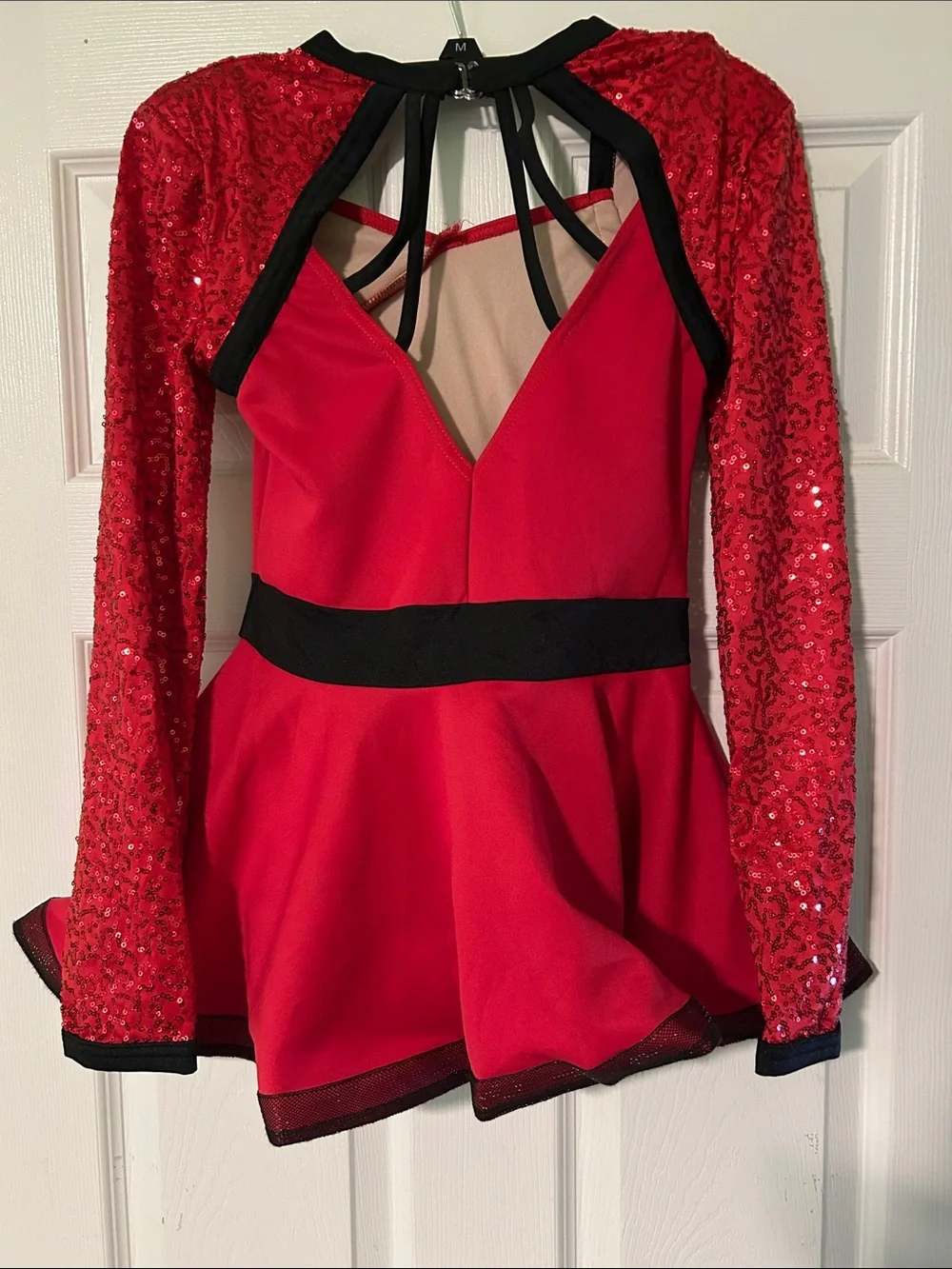 Weismann Red Sequin Long Sleeve Dance Costume